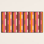Eclectic Geo Chain Vertical Stripes Pattern Brown Orange Pink Desk Mat Gallery Image 3