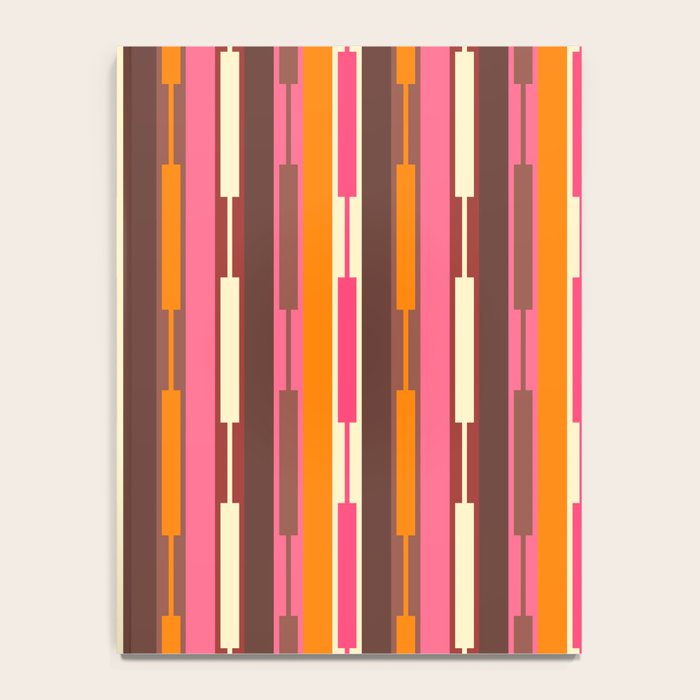 Eclectic Geo Chain Vertical Stripes Pattern Brown Orange Pink Notebook Gallery Image 4