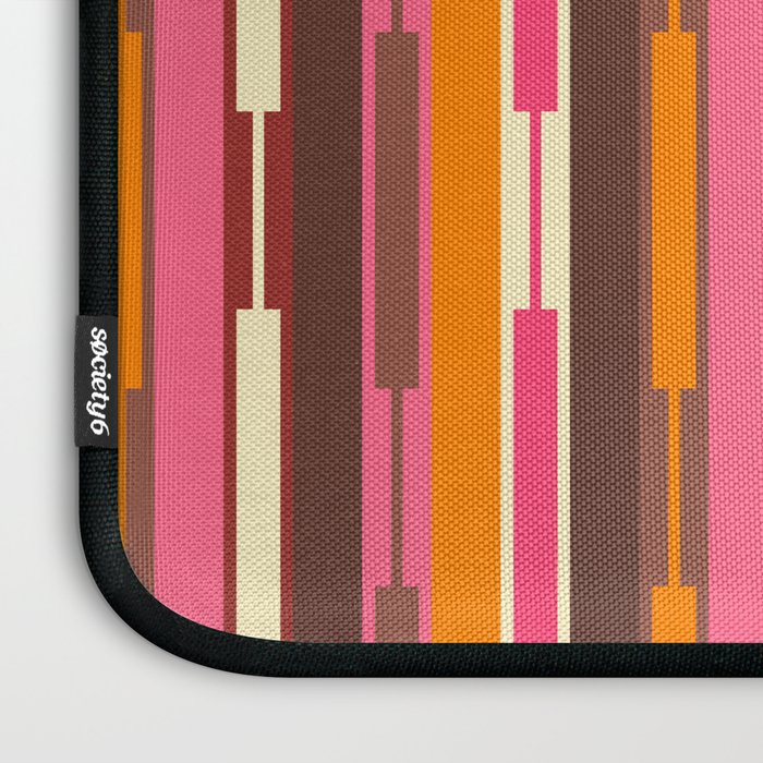 Eclectic Geo Chain Vertical Stripes Pattern Brown Orange Pink Laptop Sleeve Gallery Image 3