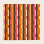 Eclectic Geo Chain Vertical Stripes Pattern Brown Orange Pink Wood Wall Art Gallery Image 1
