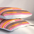 Eclectic Geo Chain Vertical Stripes Pattern Brown Orange Pink Pillow Sham Gallery Image 3