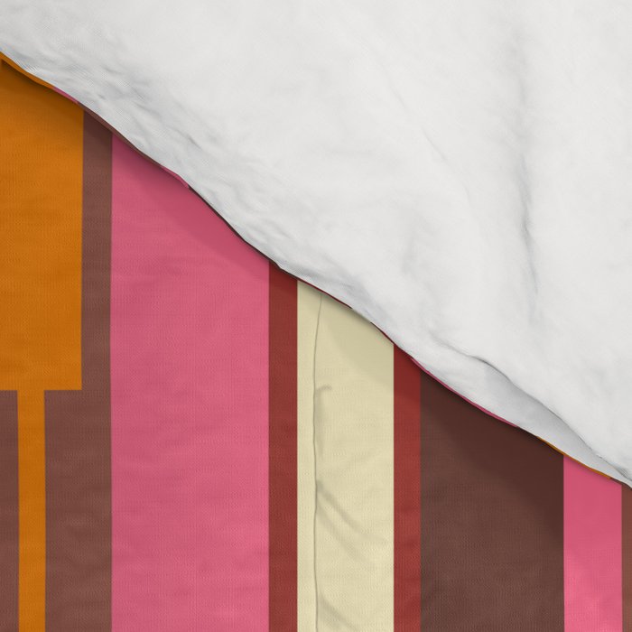 Eclectic Geo Chain Vertical Stripes Pattern Brown Orange Pink Comforter Gallery Image 4