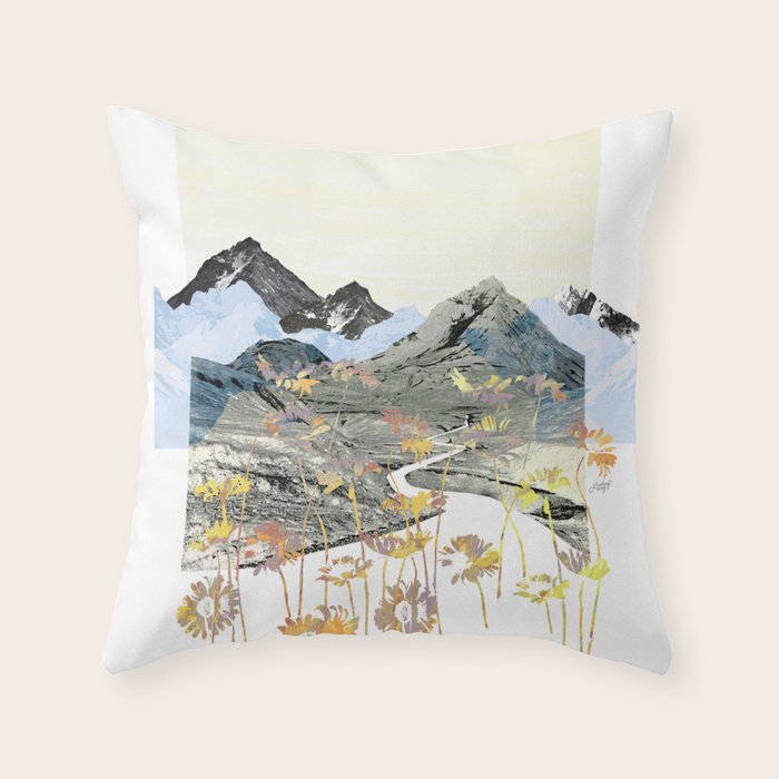 Daisy Mountain - Art Collage Throw Pillow Gallery Image 6