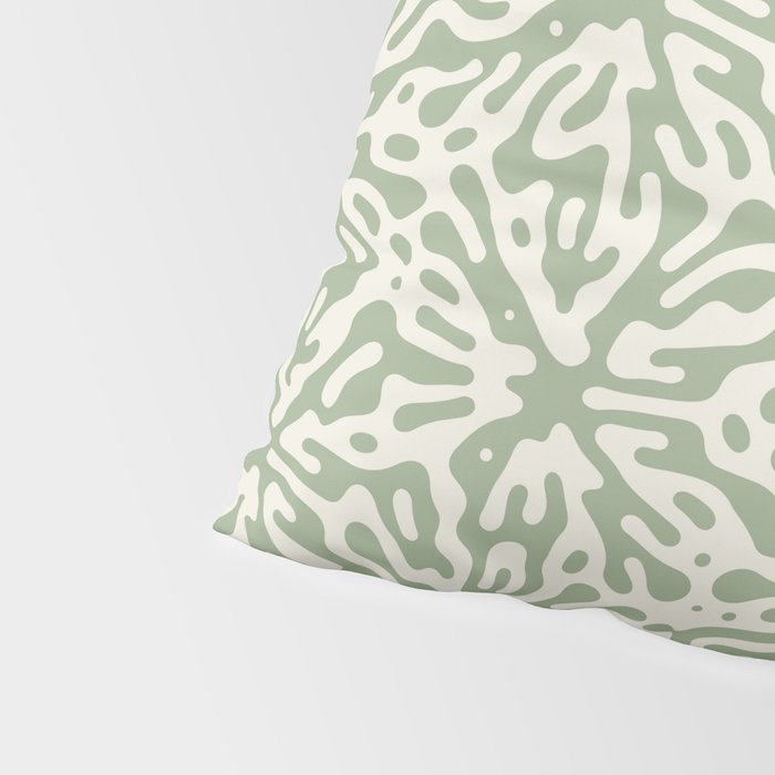 Organic Matter in Ivory and Green Pillow Sham Gallery Image 4