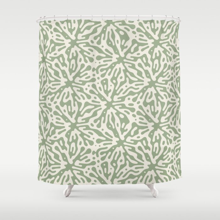 Organic Matter in Ivory and Green Shower Curtain Gallery Image 1