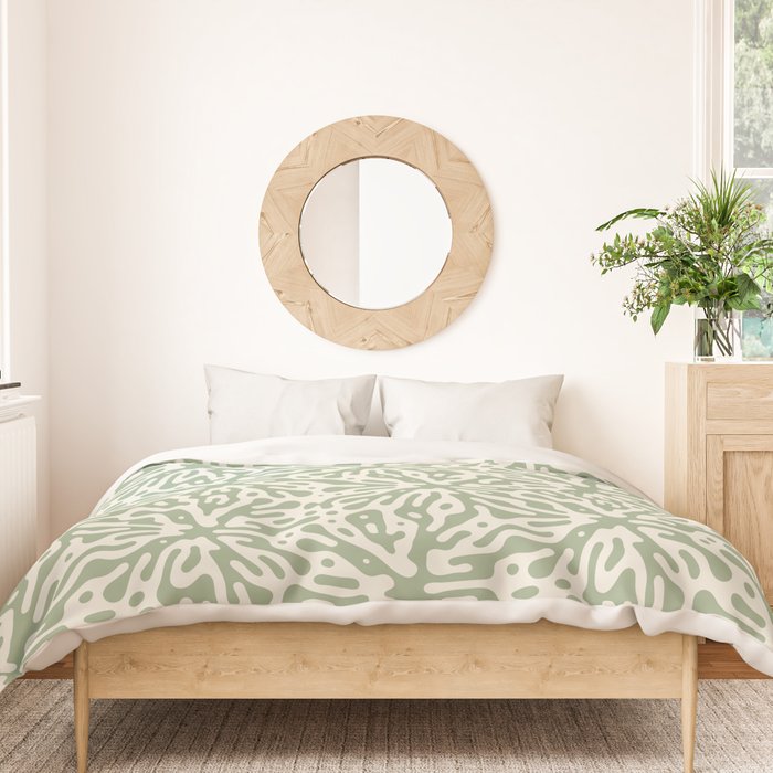 Organic Matter in Ivory and Green Duvet Cover Gallery Image 3