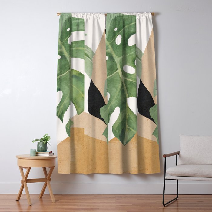 Abstract Art Tropical Leaves 3 Window Curtain Gallery Image 5