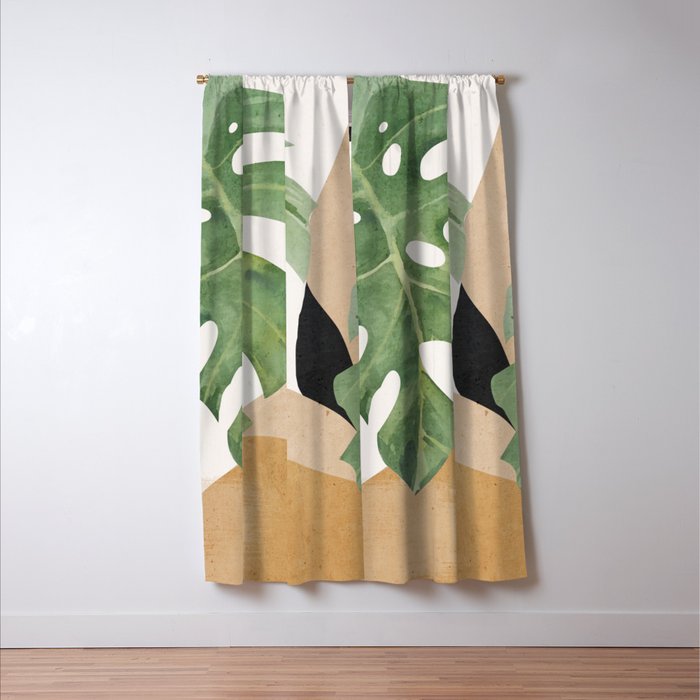 Abstract Art Tropical Leaves 3 Window Curtain Gallery Image 3