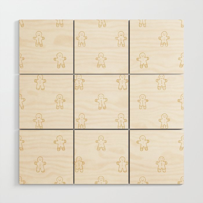 Christmas gingerbread cookie pattern Wood Wall Art Gallery Image 1