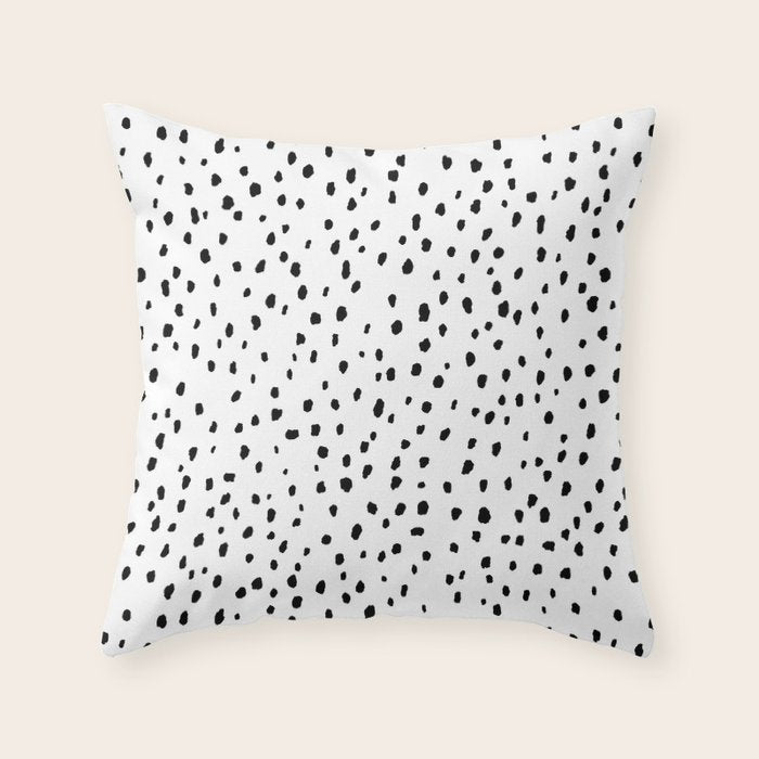 Speckle Dalmatian Pattern (black/white) Throw Pillow Gallery Image 1