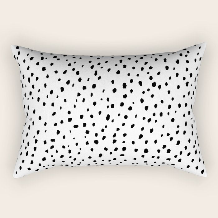 Speckle Dalmatian Pattern (black/white) Rectangular Pillow Gallery Image 2