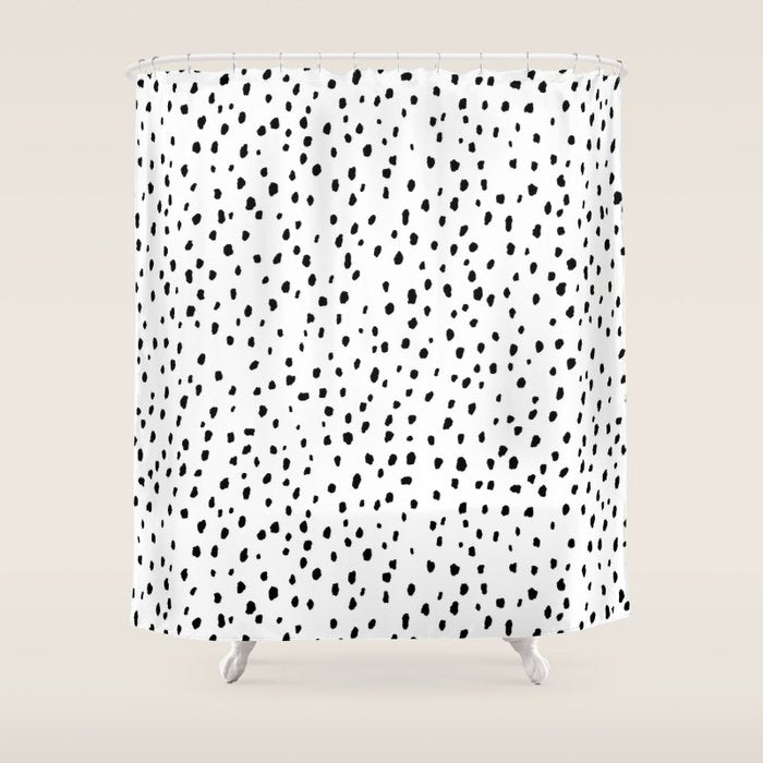 Speckle Dalmatian Pattern (black/white) Shower Curtain Gallery Image 1