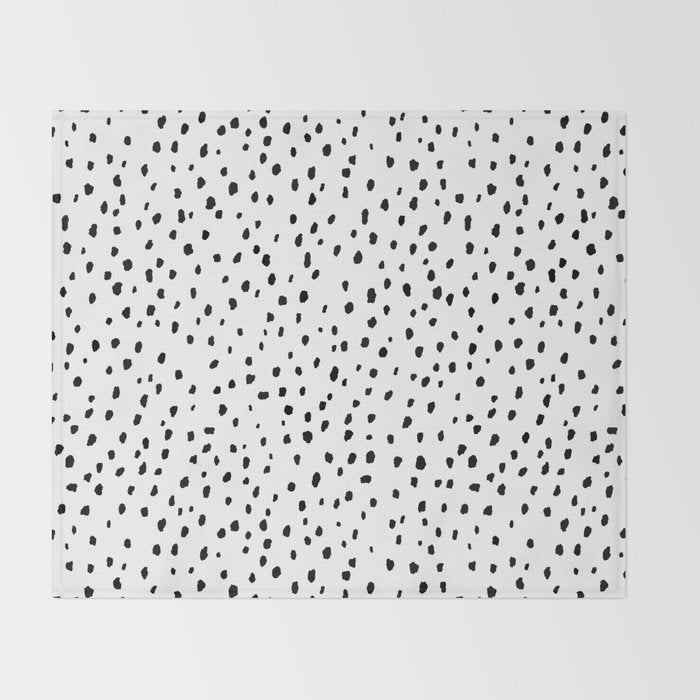Speckle Dalmatian Pattern (black/white) Throw Blanket Gallery Image 2