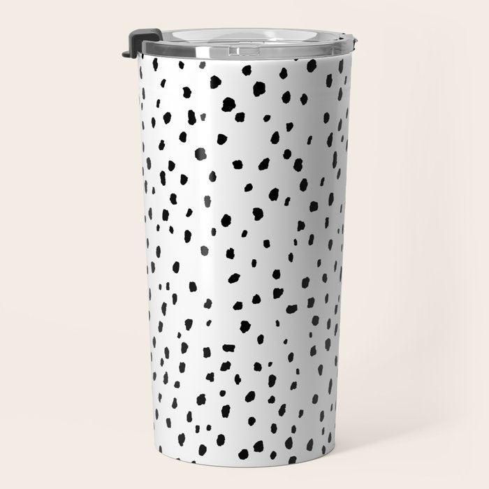 Speckle Dalmatian Pattern (black/white) Travel Mug Gallery Image 3