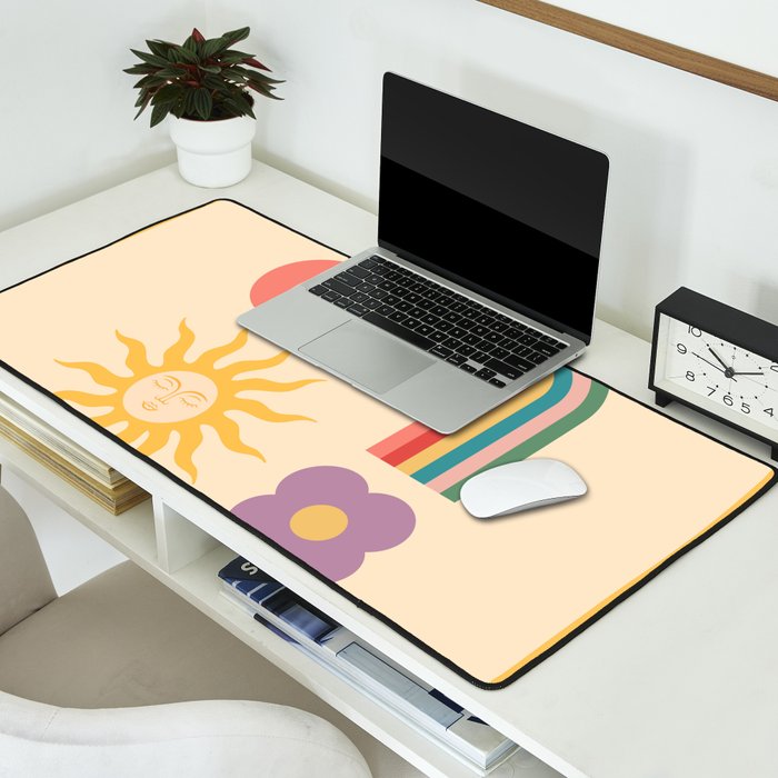 Minimal geometric abstraction Rainbow, Flower, Sun and Moon 2 Desk Mat Gallery Image 2
