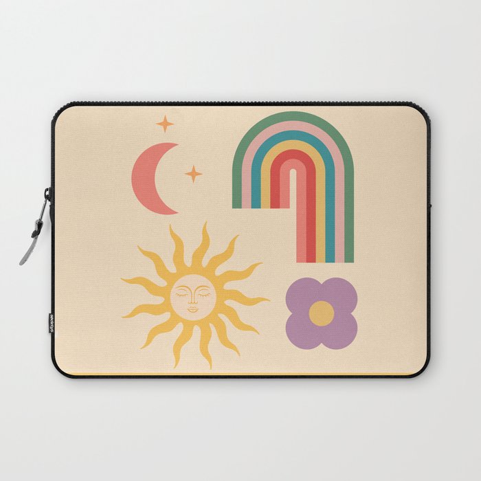 Minimal geometric abstraction Rainbow, Flower, Sun and Moon 2 Laptop Sleeve Gallery Image 1