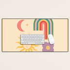 Minimal geometric abstraction Rainbow, Flower, Sun and Moon 2 Desk Mat Gallery Image 1
