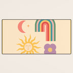 Minimal geometric abstraction Rainbow, Flower, Sun and Moon 2 Desk Mat Gallery Image 3