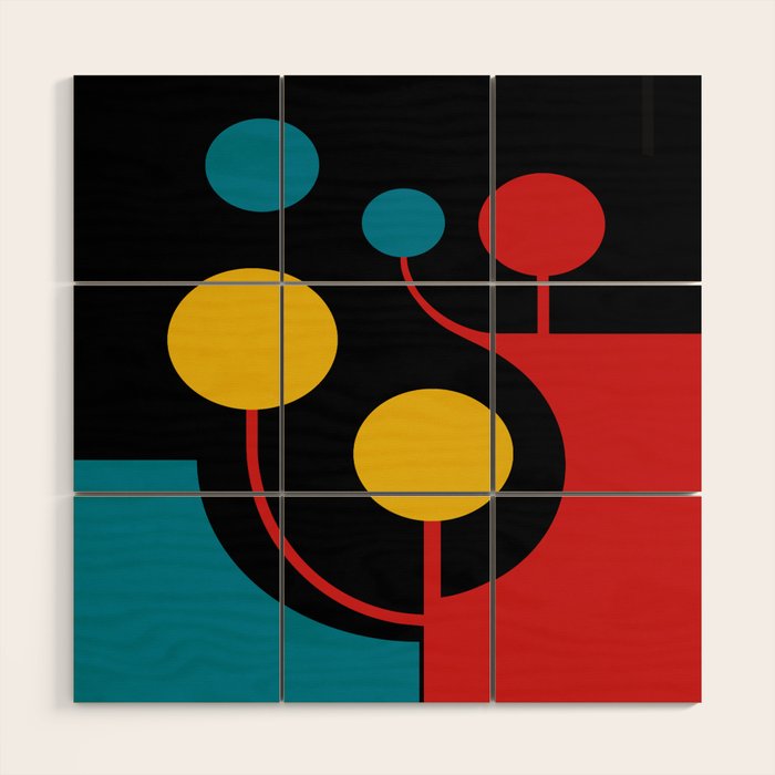 Mid Century Modern Geometric Abstract Wood Wall Art Gallery Image 1
