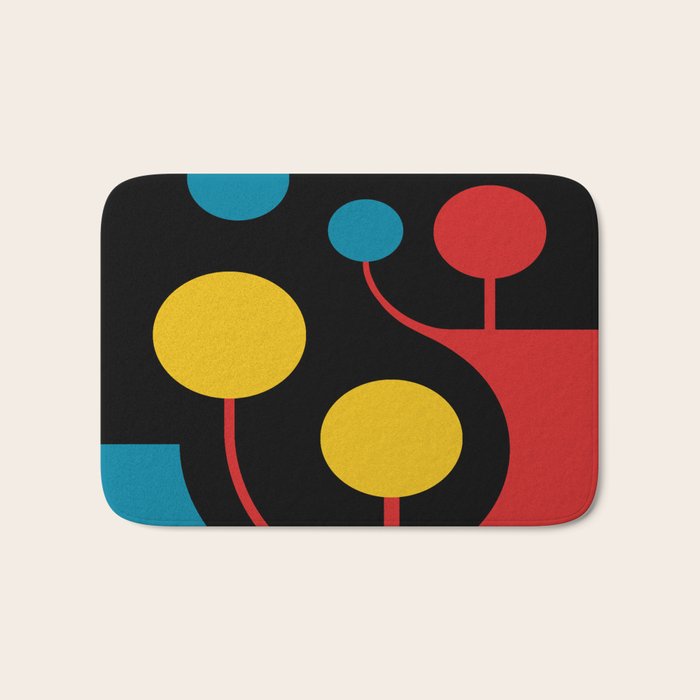 Mid Century Modern Geometric Abstract Bath Mat Gallery Image 1