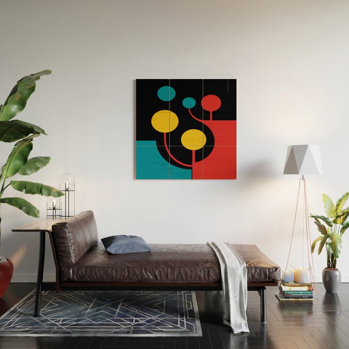 Mid Century Modern Geometric Abstract Wood Wall Art Gallery Image 2