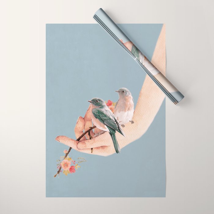 Birds on Hand Wrapping Paper Gallery Image 1
