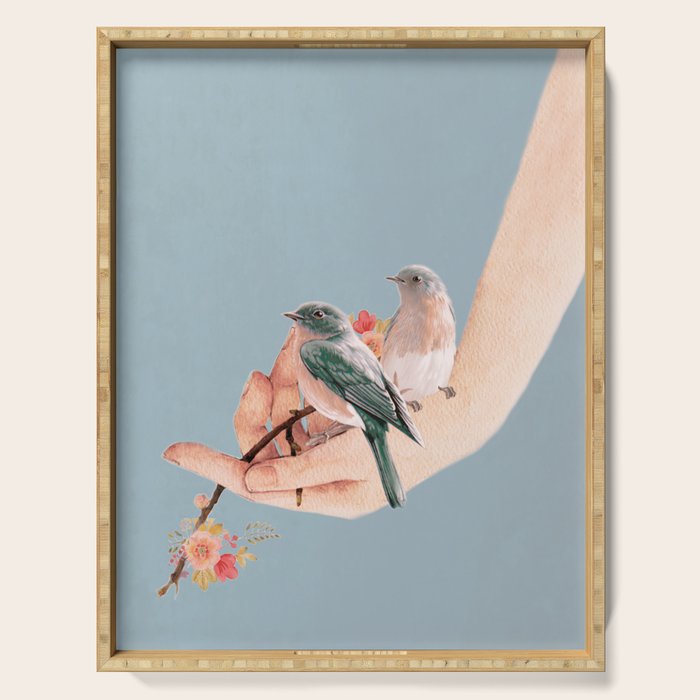 Birds on Hand Serving Tray Gallery Image 1