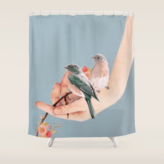 Birds on Hand Shower Curtain Gallery Image 1