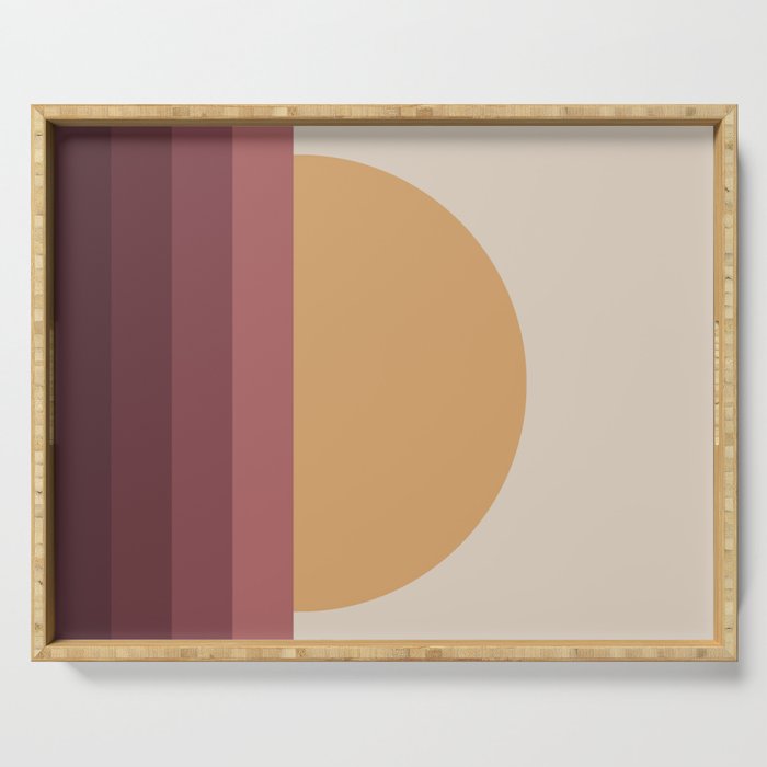 Minimal Retro Sunset Sunrise - Burgundy Ruby Red Serving Tray Gallery Image 1