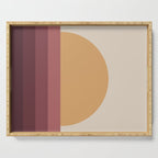 Minimal Retro Sunset Sunrise - Burgundy Ruby Red Serving Tray Gallery Image 1