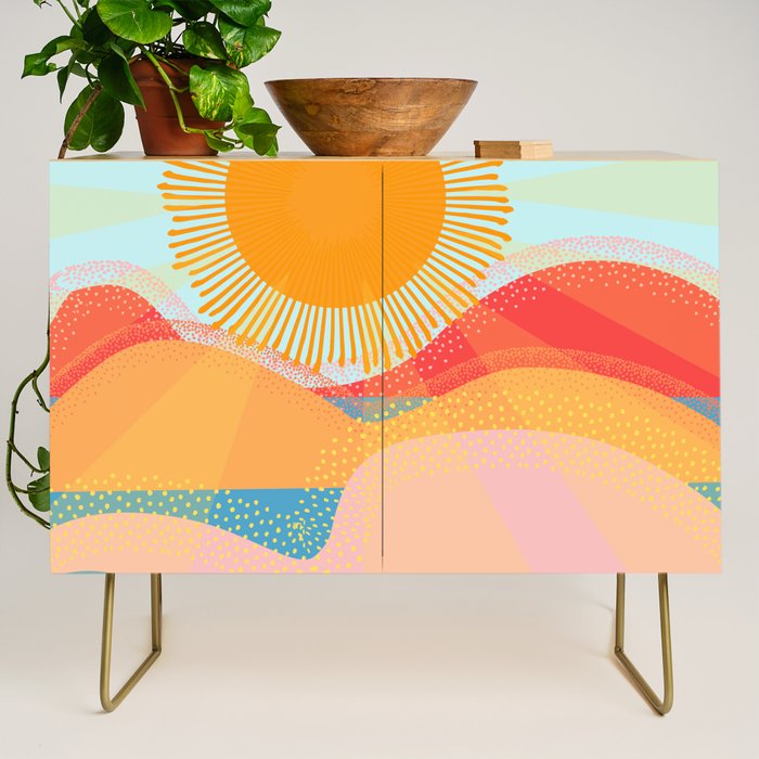 Sunset On Hills and Sea  Credenza Gallery Image 1