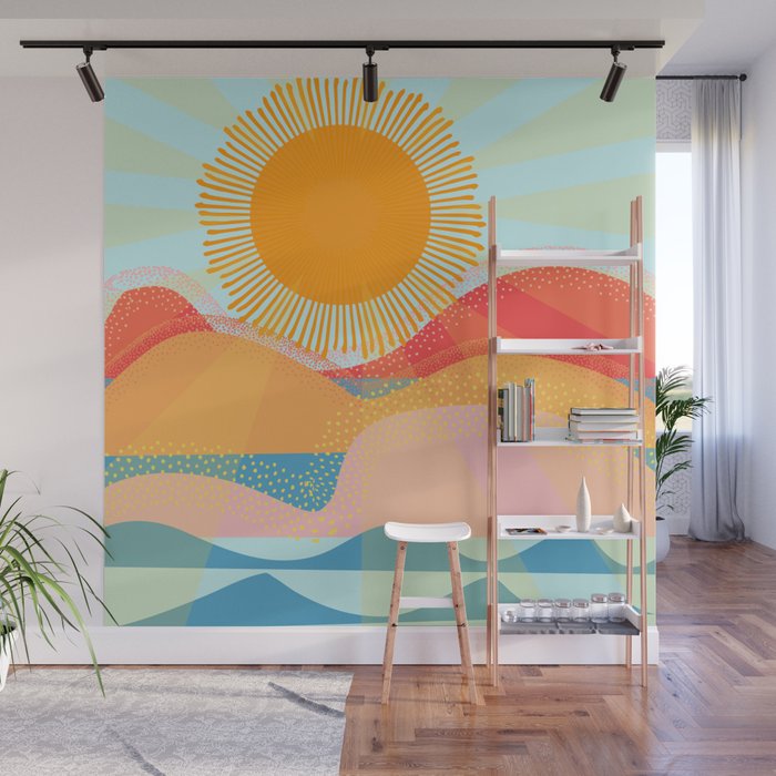 Sunset On Hills and Sea  Wall Mural Gallery Image 1