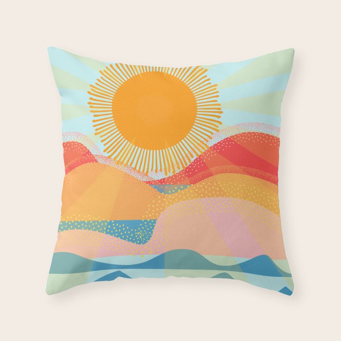 Sunset On Hills and Sea  Throw Pillow Gallery Image 6
