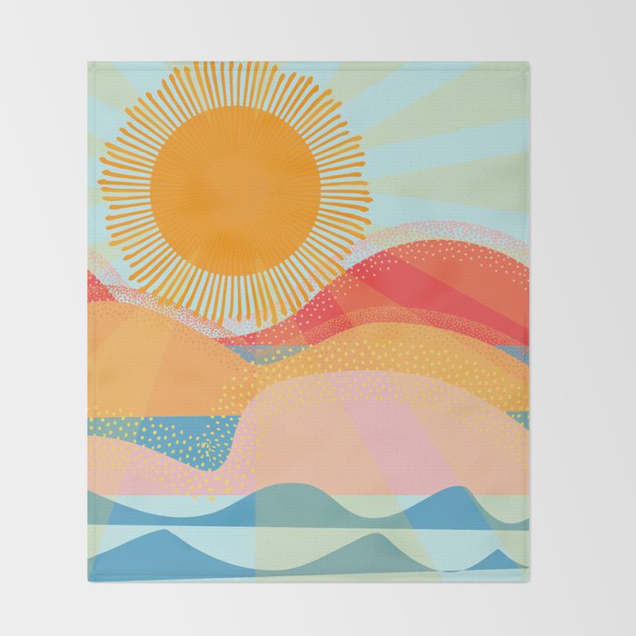 Sunset On Hills and Sea  Throw Blanket Gallery Image 2