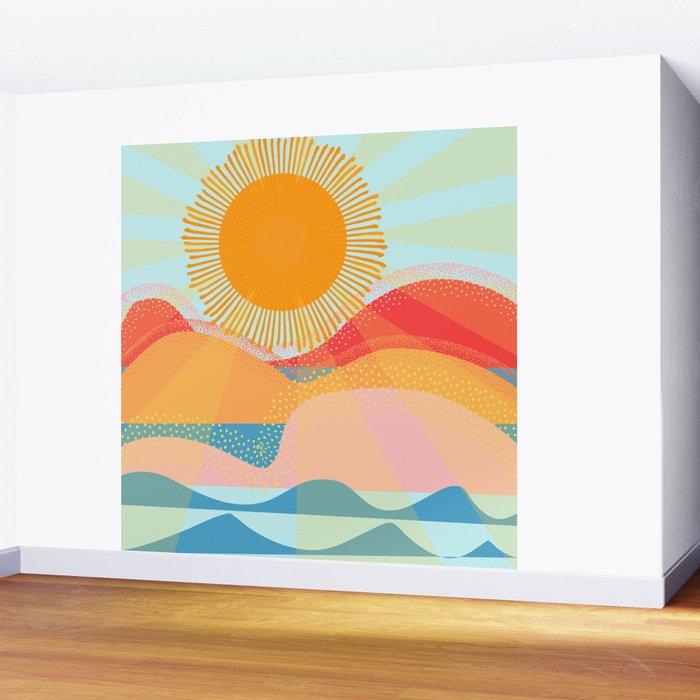 Sunset On Hills and Sea  Wall Mural Gallery Image 2