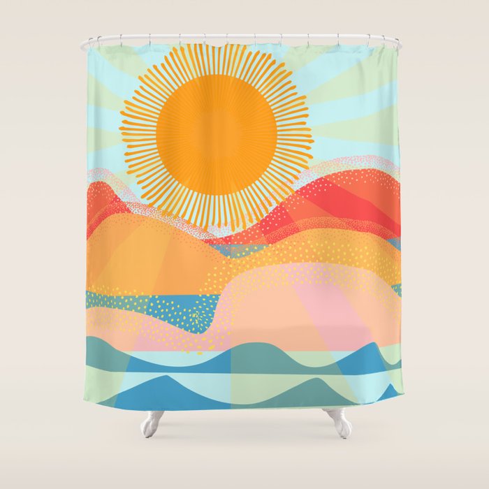 Sunset On Hills and Sea  Shower Curtain Gallery Image 1