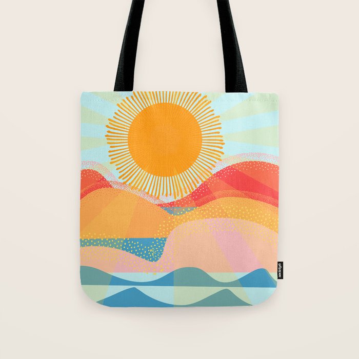 Sunset On Hills and Sea  Tote Bag Gallery Image 1