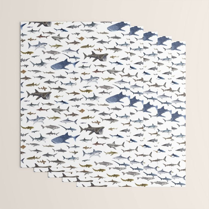 SHARKS poster-white Wrapping Paper Gallery Image 3