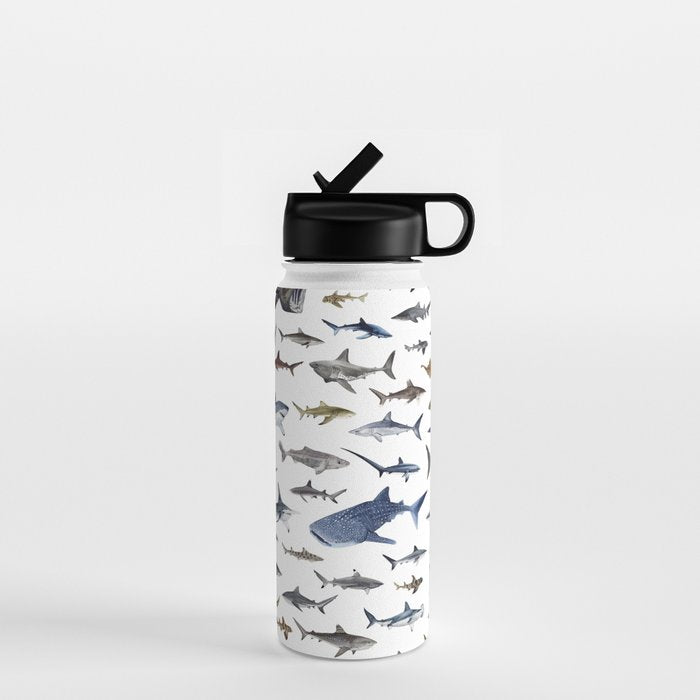 SHARKS poster-white Water Bottle Gallery Image 1