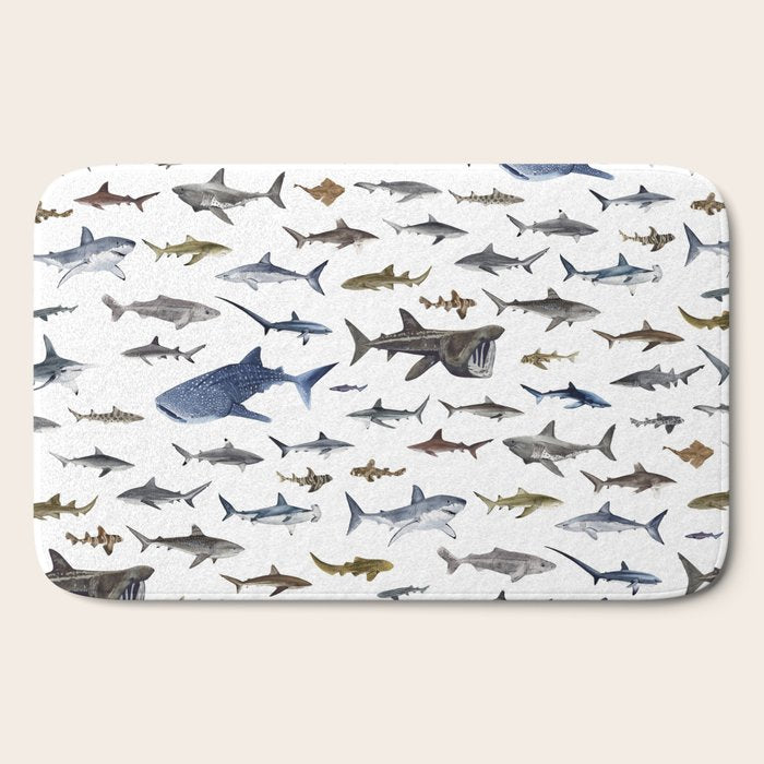 SHARKS poster-white Bath Mat Gallery Image 2