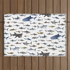 SHARKS poster-white Outdoor Rug Gallery Image 1
