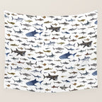 SHARKS poster-white Wall Tapestry Gallery Image 4