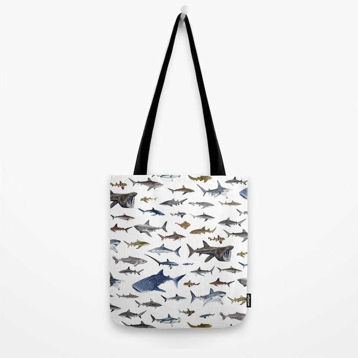 SHARKS poster-white Tote Bag Gallery Image 2