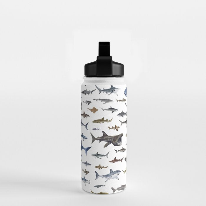 SHARKS poster-white Water Bottle Gallery Image 2