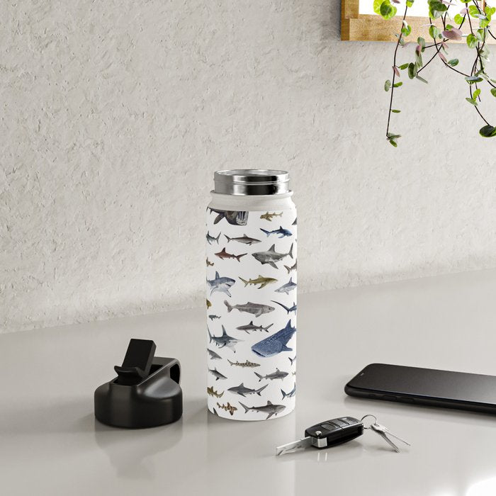 SHARKS poster-white Water Bottle Gallery Image 4