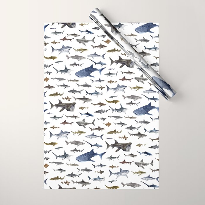 SHARKS poster-white Wrapping Paper Gallery Image 1