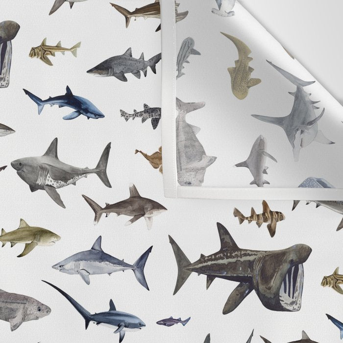 SHARKS poster-white Wall Tapestry Gallery Image 3