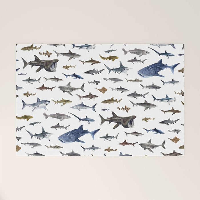 SHARKS poster-white Welcome Mat Gallery Image 1