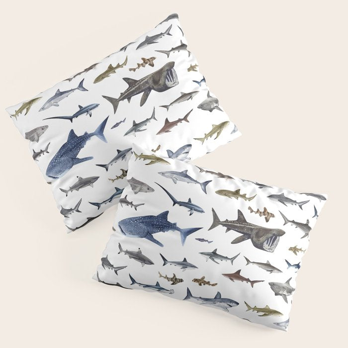 SHARKS poster-white Pillow Sham Gallery Image 1