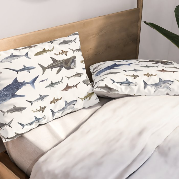 SHARKS poster-white Pillow Sham Gallery Image 2